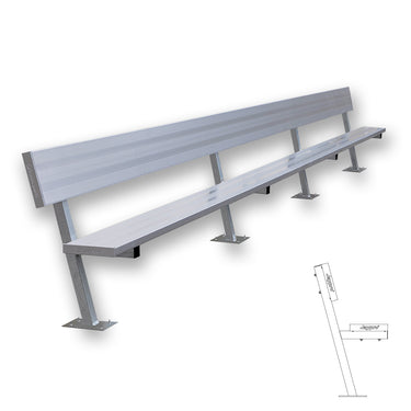 Player Bench with Seat Back - 21 ft. - Surface Mount